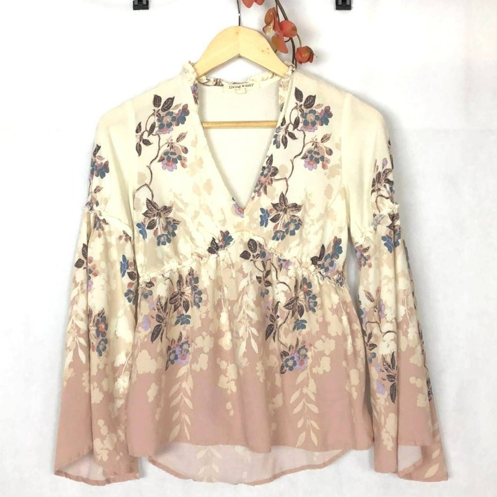Living Doll Babydoll Floral Flare Top